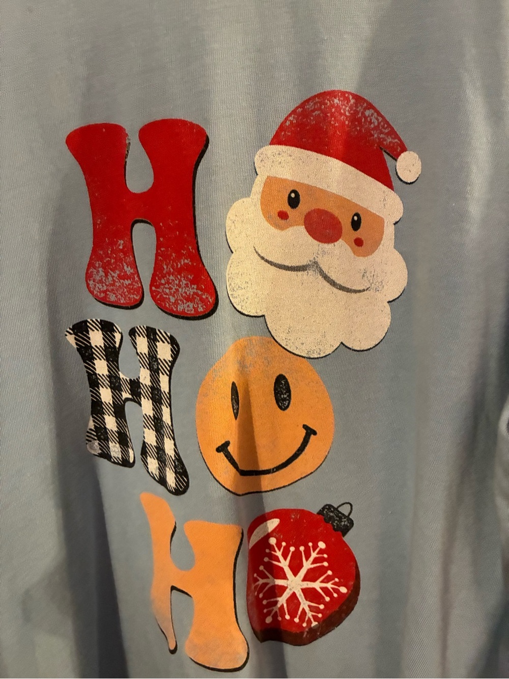 Light Blue Holiday Graphic Crewneck Sweatshirt - HO HO HO Design - Picture 2 of 4